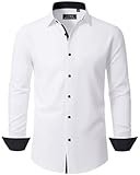 J.VER Hemd Herren Knitterfreie Stretch Freizeithemden Langarm Hemden Bügelfrei Regular Fit Hochzeit...