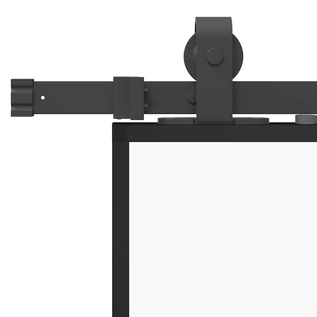 vidaXL Porte coulissante kit quincaillerie Noir 76x205 cm Verre trempé, Porte coulissante sur Rail, Porte coulissante intérieure, Porte coulissante de Salle de Bain