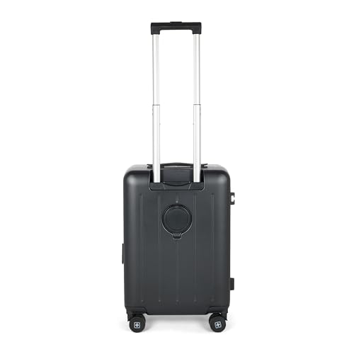 Image of SWISS MILITARY Black Gold Collection Bristol Luggage, Anti-Theft Zipperless Trolley, TSA Lock, 360 Wheels, USB & Type-C Port, 14 inch Laptop Compartment, 44L, Makrolon PC,(Free Cover) Black, 55cm