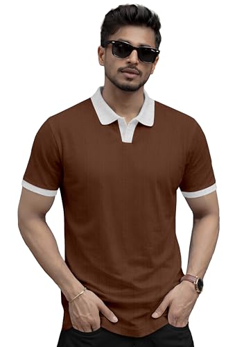 Image of Avix Men's Short Sleeve Polo T-Shirt with Collar and Cuffs, Regular Fit Casual T-Shirt, Stylish Comfortable Breathable Polo Tee for Men, Everyday Wear, Office, Travel & Weekend