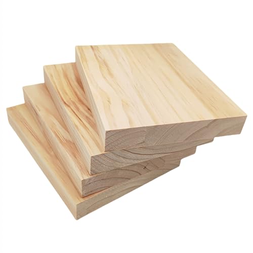 4PCS Unfinished Wood Blocks for Crafting 20x15x2.5cm Rectangle Wood Boards Blank Whittling Wooden Blocks for Carving,Painting & Burning