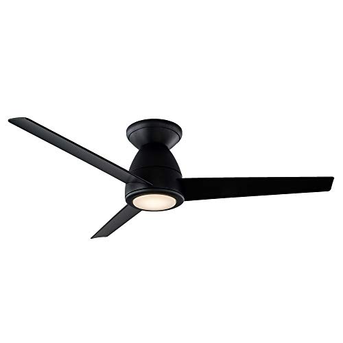 Tip Top Indoor and Outdoor 3-Blade Smart Flush Mount Ceiling Fan 44in Matte Black with 3000K LED Light Kit and Remote Control