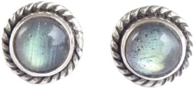 Moonstone Stone Stud Post Earrings, 925 Sterling Silver Gemstone Earring 6 MM Round Girl Women Gift