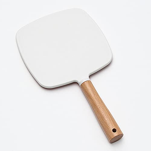 Hand Mirror Portable Wooden Hand Makeup Mirror Handheld Mirror With Handle Square Travel Makeup Mirror White Square #TOP5