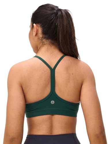 Image of Womens Y Back Padded Sports Bra Strappy U Neck Butter Soft Low Impact Workout Bras Yoga Pilates Walking