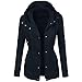 Blingko Damen Lederjacke Winter Mantel Einfarbige Übergangsjacke Kurze Outdoorjacke Leicht Gemütliche Parka mit Einstellbarer Kordelzug Motorrad Lederblusen Modische Outwear, Dunkelblau, L