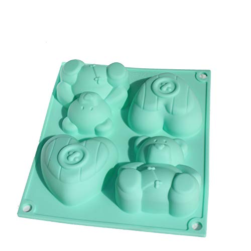 X-Haibei Fat Bear Heart Cupcake Chocolate Soap Muffin Pudding Silicone Mold Pan Kids