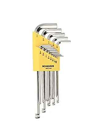 Bondhus 16937 Set of 13 Balldriver L-wrenches with BriteGuard Finish, Long Length, sizes- .050-3/8 Inches