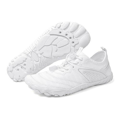 EUHBLE Water Barefoot Shoes for Women Men Fast Drainage Cool Breathable Light and Flexible Racewalking Beach Gym Yoga White