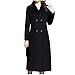 NOBRAND Manteau long long pour femme - À double boutonnage - Noir - XXL