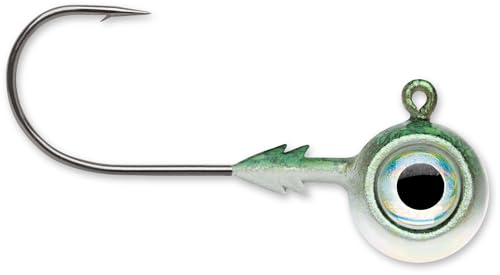 VMC Tungsten Moon Eye Jig, Balanced Head Design for Bass, Walleye and Freshwater Fishing, Size 1/8 oz., 2 Pack, Shad