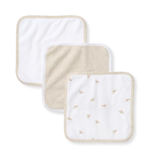 Image of Burt's Bees Baby Infant Washcloths, 100% Organic Cotton, Soft and Super Absorbent Knit Terry & Woven Terry Wash Cloth