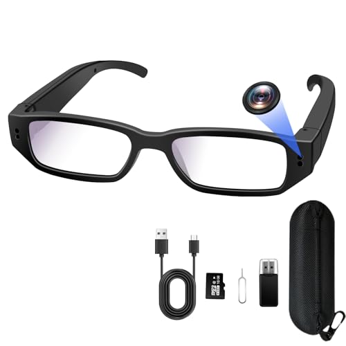 YCCNIU Camara Oulta de Gafas, Gafas Cámara de Acción HD 1080P, Mini Camara Oculta Espia Soporta Toma de Foto y Video, Grabacion en Bucle, Tarjeta Micro SD de 16GB Incluida