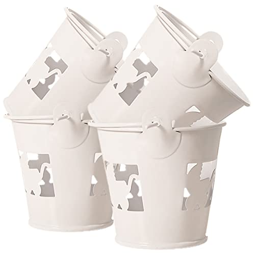 Cabilock 4 Piezas Bombonera pequeña de hojalata Tapas Esponja organizadores baldes Hundir bomboneras Decorativas maceteros Barril de Hueco pequeño Cubo de hojalata Mini Cubo