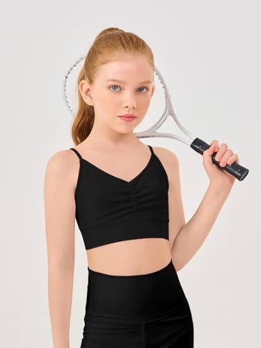 Haloumoning Girls Training Bra Kids Adjustable Sports Bra Yoga Dance Crop Top 5-14 Years2