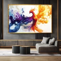 Décoration murale salon pour grands espaces : affiche Phénix de 50 x 75 cm prête à poser