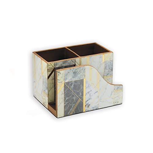 Image of Attro Marble Gold Designer Wooden Cutlery Holder and Napkin Holder Set, Organizer Stand, Multipurpose Stand, Spoon Holder, Standard