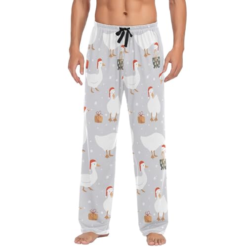 ALAZA Geese Duck Gray Men's Straight-Fit Pajama Pants Sleep Pants Bottoms2