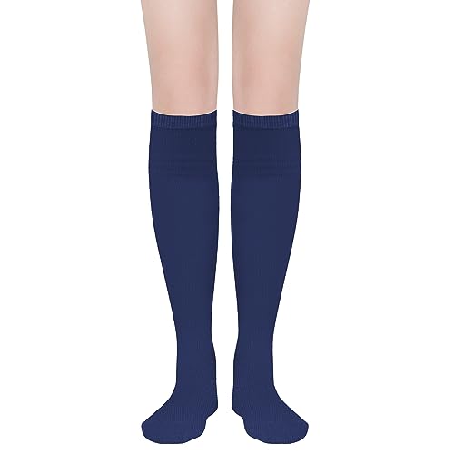 Image of DOOVID Casual Knee High Socks for Women Tube Socks Elasticity Athletic Socks Thin Stripe Knee High Stockings