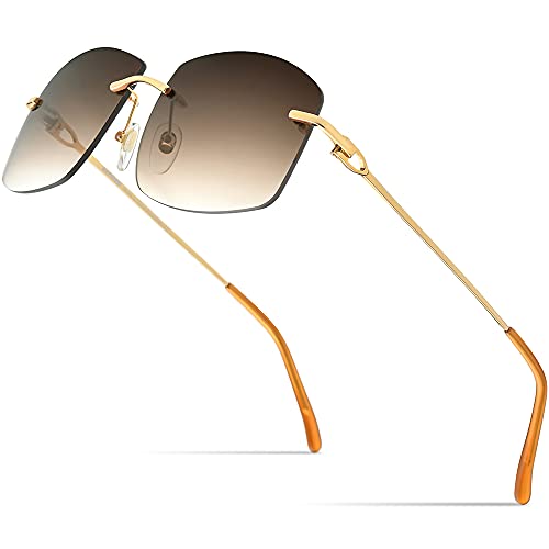 Image of HEPIDEM Rimless Rectangle UV400 Oversize Square Sunglasses for Men with Nylon Lens