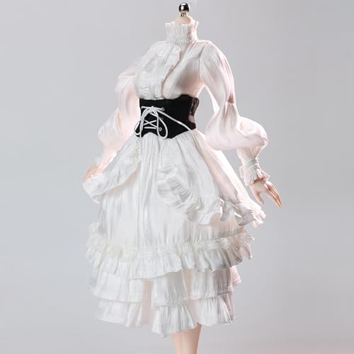 Robe longue gothique blanche 1/6 résistante pour vêtement poupée