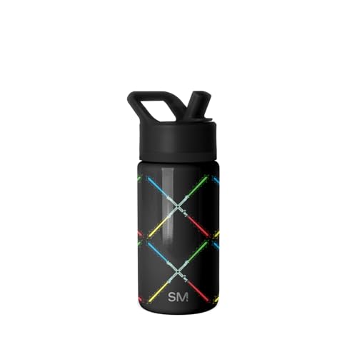 Image of Simple Modern Kids Summit Water Bottle with Straw Lid | Star Wars 14oz Stainless Steel Cup Insulated Tumbler for Boys, Girls, School | Star Wars Saber Argyle