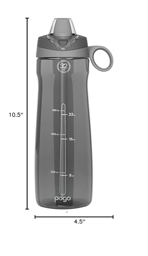 Image of Pogo Plastic Water Bottle with Chug Lid and Carry Handle, Reusable, BPA Free, Dishwasher Safe, Perfect for Travel, School, Outdoors, and Gym, 18oz 32oz 40oz 64oz