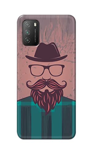Image of PRINTFIDAA Man Icon with Beard Shirt Hipster Printed Designer Hard Case for Poco M3 Back Cover -(e) RPM1001