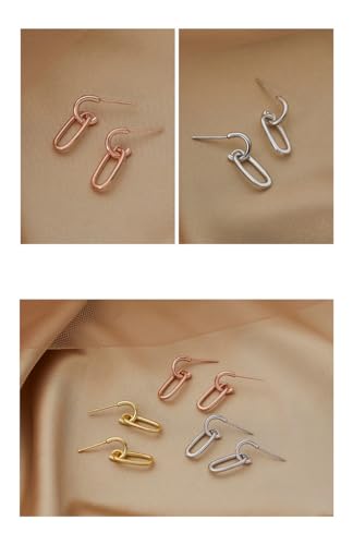 Paperclip Oval Link Chain Earrings Drop Earrings Minimalist Paperclip Chain Dangle Earrings for Her Gold Silver Rose Gold Small Earrings Paper Clip Earrings Rose Gold4