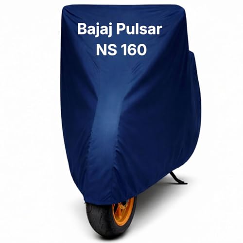 Image of Bike Body Cover for Bajaj Pulsar NS160 Waterproof & Dustproof Scooter Cover UV Resistant, Heat Resistant & All Weather Protection Heavy Duty Triple Stitched Two Wheeler Cover (Blue)