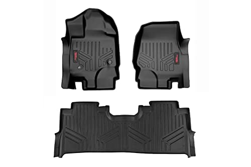 Rough Country All Weather Floor Mats Set for Ford F-150 (2015-2025), F-150 Lightning (2022-2024), Raptor (2017-2025) Bucket Seats - Waterproof, Flexible, Front & Back Set