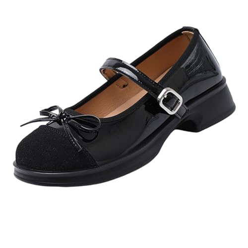 Mary Jane Shoes Women Flats - Women Low Heel Chunky Pumps - Ladies Round Toe Mary Jane Flats Shoes