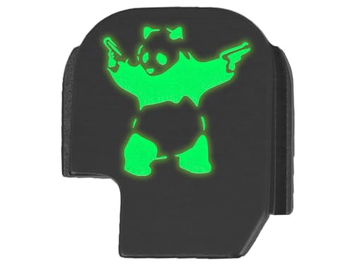 NDZ Performance Slide Cover Back Plate for Sig P365 P365X P365 XL P365 X Macro P365 Fuse 9mm, Laser Deep Engraved Glow in The Dark, P365 Accessories - Panda with Guns