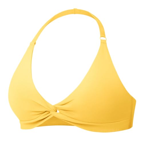Image of YEOREO Halter Sports Bras for Women Low Impact Removable Padded Adjustable Deep V Bra Seamless Workout Gym Crop Tops