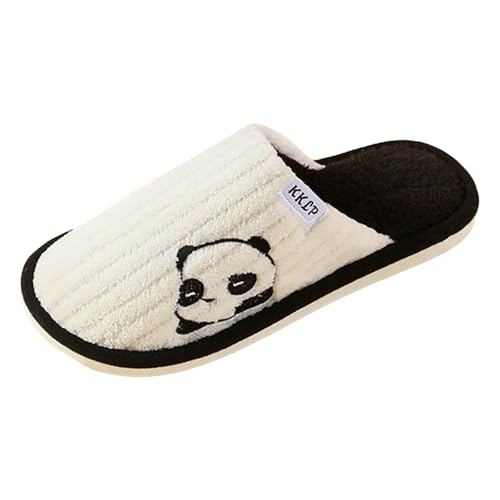 もこもこスリッパ レディース メンズ 冬 暖かい 可愛い パンダ柄 ルームシューズ カップル おしゃれ 軽量 柔らかい あったかスリッパ 洗える ふわふわ 滑り止め 無地 防寒 ファー 室内履き 足冷え対策 部屋用 来客用(ホワイト,23.0 cm)