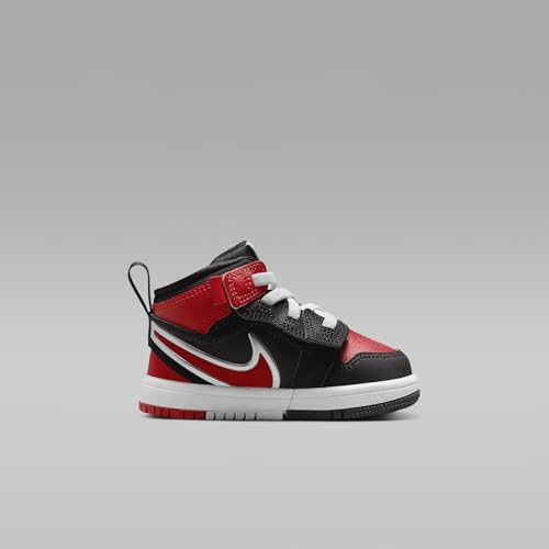 Jordan 1 Mid RM EasyOn Baby/Toddler Shoes (FQ1283-006, Black/White/University Red) Size 43