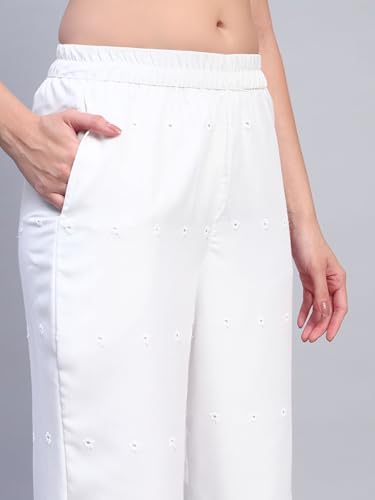 Image of SHOPPING QUEEN Women's Cotton Embroidered Chikankari Palazzo