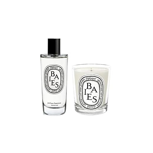 Diptyque Baies Room Spray Scented Candle (Berries) Bundle (2 Items)