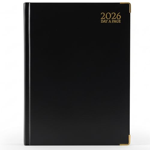 G4GADGET A4 2026 Day a Page Black Diary Gilt Edges Hardback