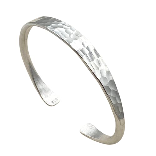 925 Sterling Silver Hammered Handmade Cuff Bangle Bracelet | Minimalist