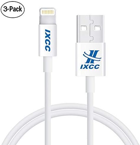 iXCC Lightning Cable 1ft, iPhone Charger, for iPhone X, 8, 8 Plus, 7, 7 Plus, 6s, 6s Plus, 6, 6 Plus, SE 5s 5c 5, iPad Air 2 Pro, iPad Mini 2 3 4, iPad 4th Gen [Apple MFi Certified](3Pack White)