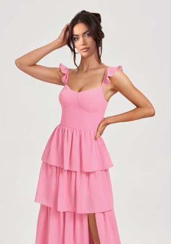 Dessiny Floral Print Bridesmaid Dresses Long with Slit 2025 A-Line Spaghetti Straps Formal Evening Dress DE5304