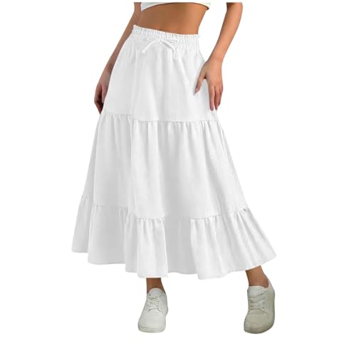 Falda larga de mujer para verano casual con cordón ajustable