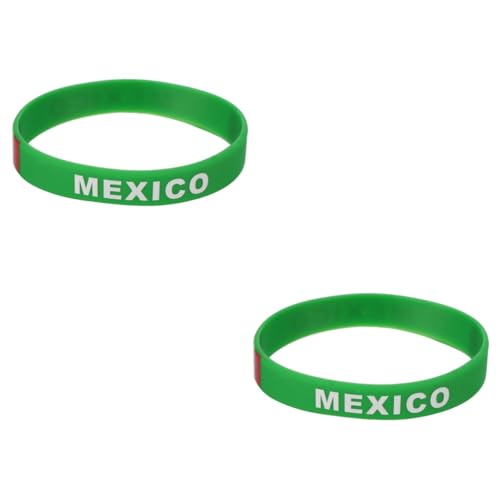 VANZACK 2sets Mexico Country Flag Wristband Silicone Sports Fan Wrist Straps Comfortable One Size Fits 6pcs*2