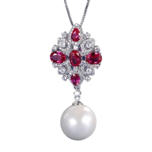 Collier pendentif big perle 16 mm avec rubis, le bijou idéal pour sublimer vos soirées chic
