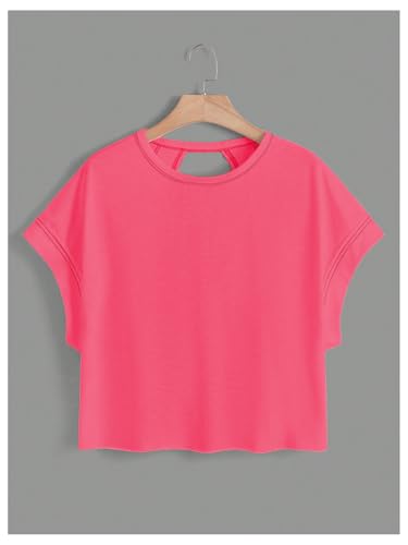 Image of SOLY HUX Women Open Back Tops Workout Backless Tee Casual Athletic Shirts Short Sleeve Oversized Gym T Shirt