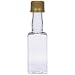Mini SQUARE Plastic Alcohol 50ml Liquor Bottle Shots + GOLD Caps (12)