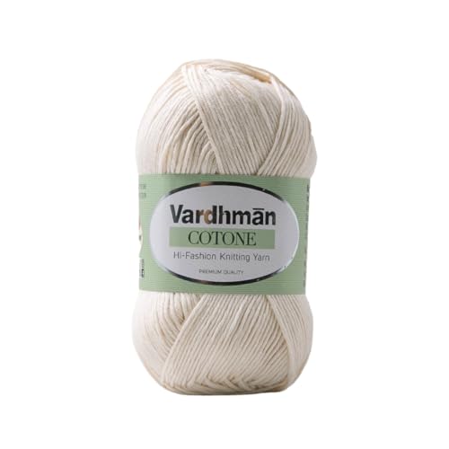 Image of Vardhman Threads & More Cotone DK Weight Yarn - 51% Cotton 49% Acrylic Blend - 100g Ball 250m Length - Perfect for Knitting Crochet Amigurumi (Off White)