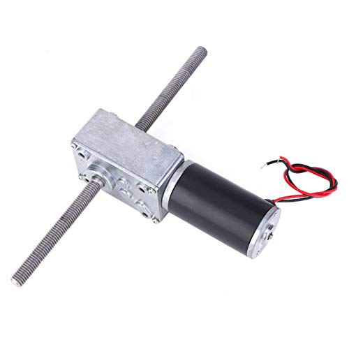 Image of Oumefar Double Shaft Worm Gear Motor, 12V Motor with Metal Turbo Worm Speed Reduction Gear Motor M8 Thread Small DC Motor(Reduction Ratio 50)