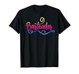 Bartender Beach Tropical Script Lettering Bar Restaurant T-Shirt